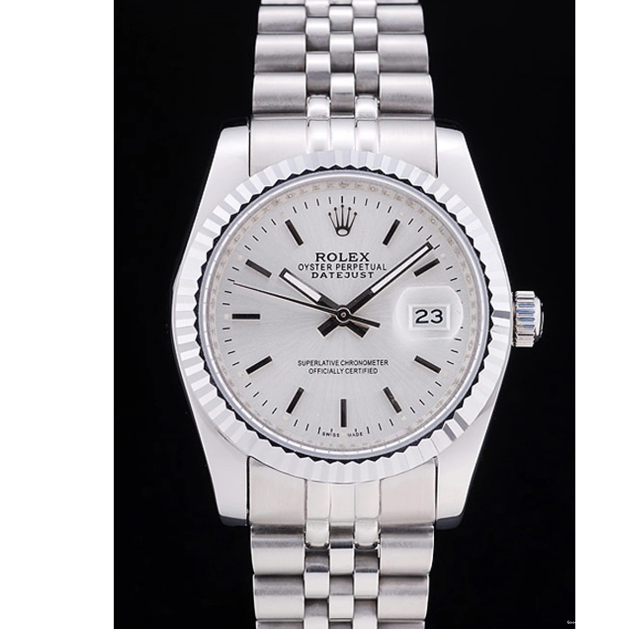 AAA replica watch Rolex Dial Silver Ribbed Bezel 7457 Datejust 1026